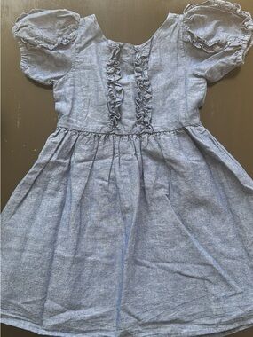 Janie and Jack Light Blue Ruffle-Front Cotton Dress
